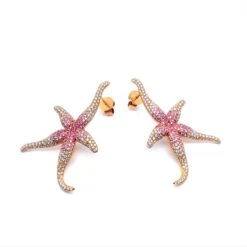 Unknown Pink Sapphire And Diamond Sea Stars Earrings In 18 Karat Rose Gold -Mode Bijouterie Magasin 8 master 3