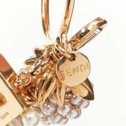 FENDI Gold Tone E Alphabet Pearl Spike Embellished Berry Charm Ring -Mode Bijouterie Magasin 8 master 9