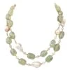 Natural Tumbled Prehnite And Baroque Pearl Long Necklace -Mode Bijouterie Magasin 9249682 master