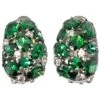 Encrusted Nano Green Emerald Crystal And Simulated Diamond Clip-on Earrings