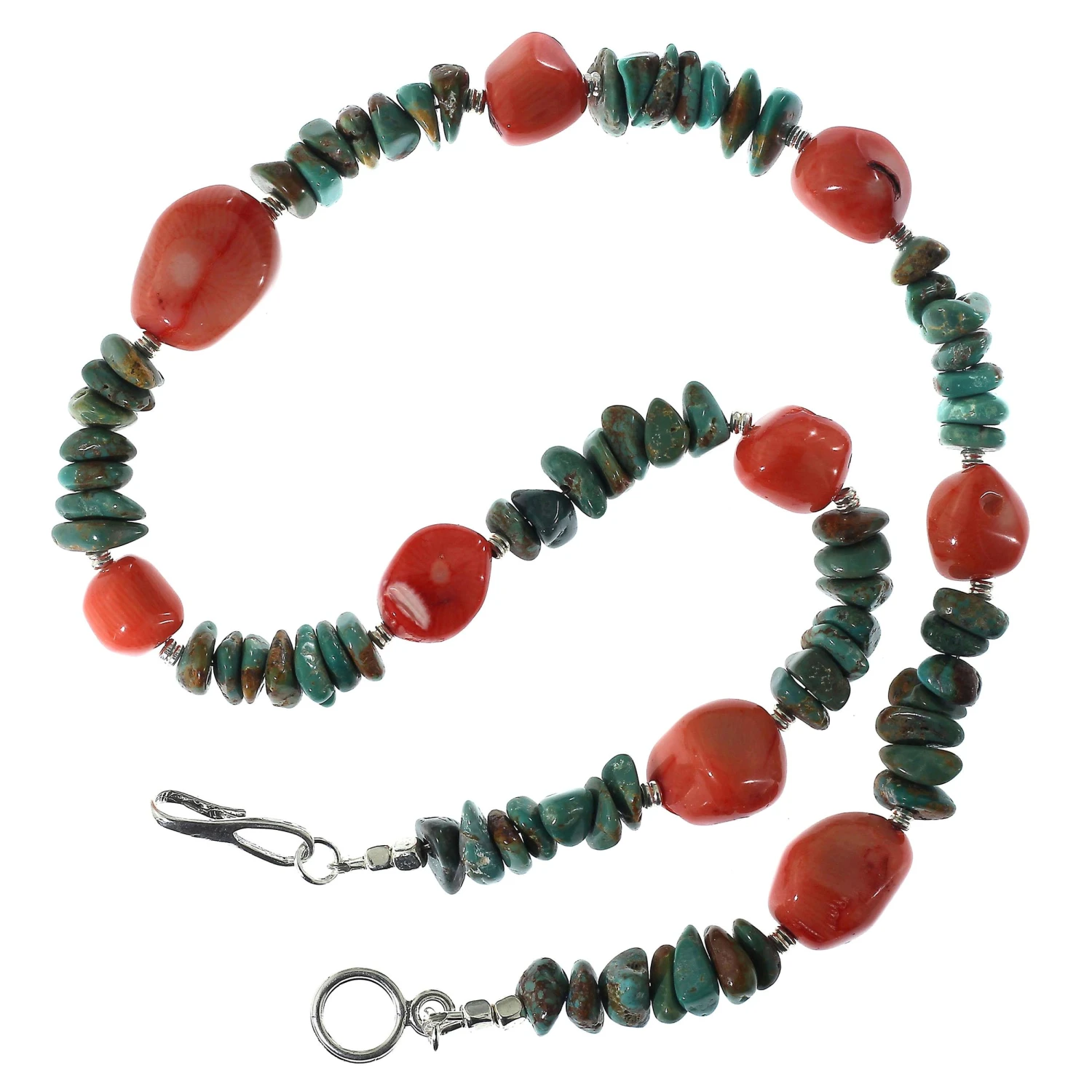 AJD Southwest Style Fashionable Turquoise And Peach Coral Necklace Great Gift!! 4 AJD Southwest Style Fashionable Turquoise And Peach Coral Necklace Great Gift!! – Image 2