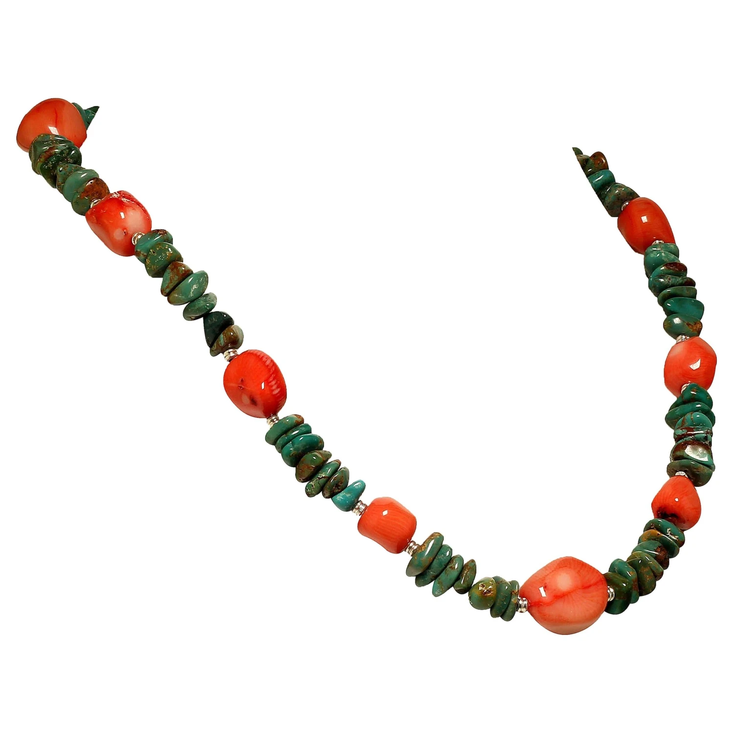 AJD Southwest Style Fashionable Turquoise And Peach Coral Necklace Great Gift!! 3 AJD Southwest Style Fashionable Turquoise And Peach Coral Necklace Great Gift!!