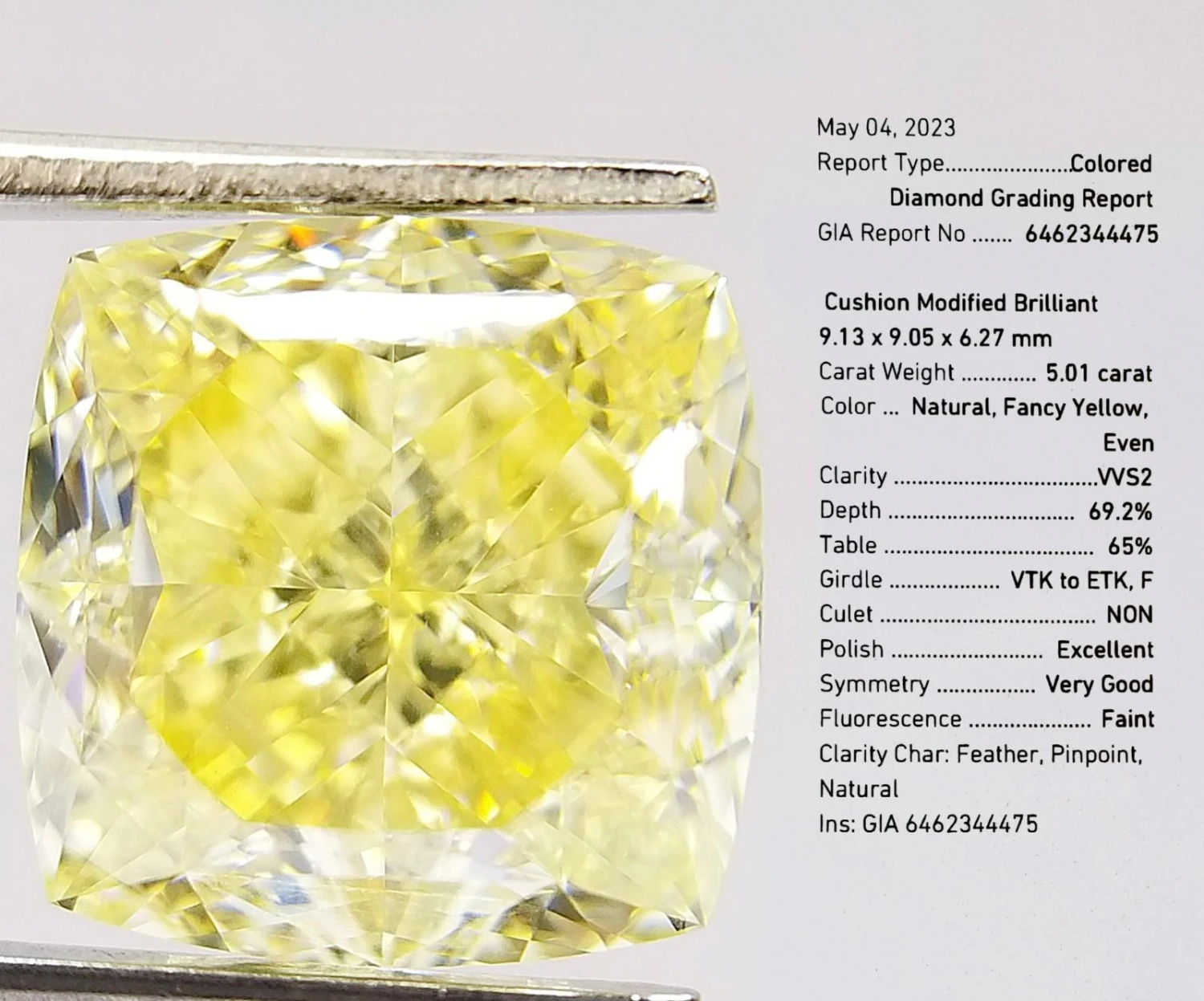 GIA Certified Fancy Yellow Diamond Of 5.01 Carats Ring VVS2 7 GIA Certified Fancy Yellow Diamond Of 5.01 Carats Ring VVS2 – Image 5