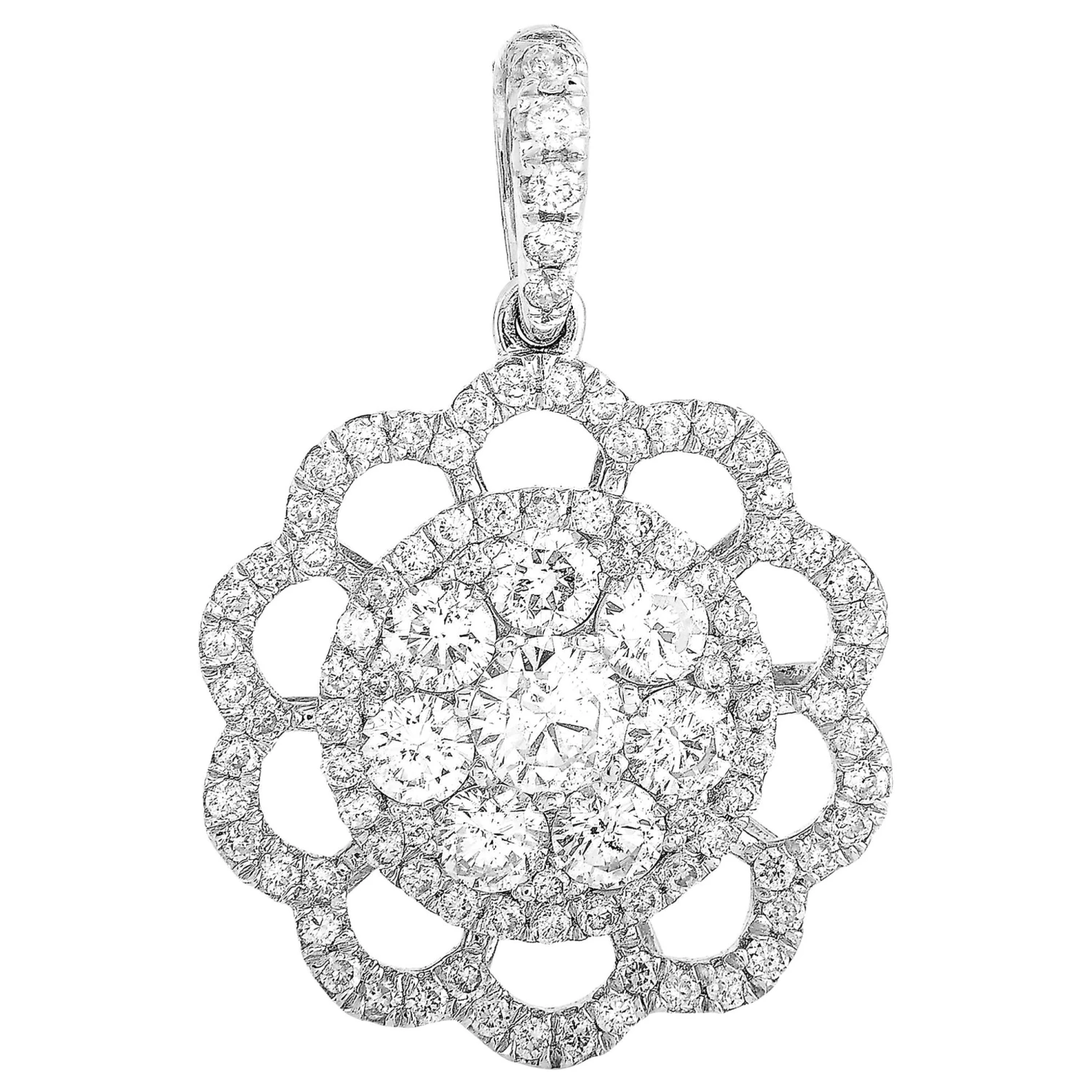 LB Exclusive 18 Karat White Gold 0.96 Carat Diamond Pendant 3 LB Exclusive 18 Karat White Gold 0.96 Carat Diamond Pendant