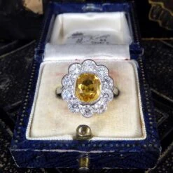 Unknown Bright And Rich 2.90ct Cushioned Oval Yellow Sapphire And 1.30ct Diamond Cluster -Mode Bijouterie Magasin 9 master 1