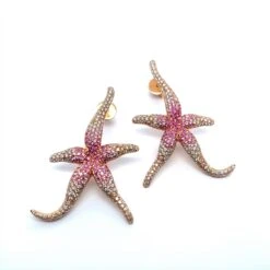 Unknown Pink Sapphire And Diamond Sea Stars Earrings In 18 Karat Rose Gold -Mode Bijouterie Magasin 9 master 3