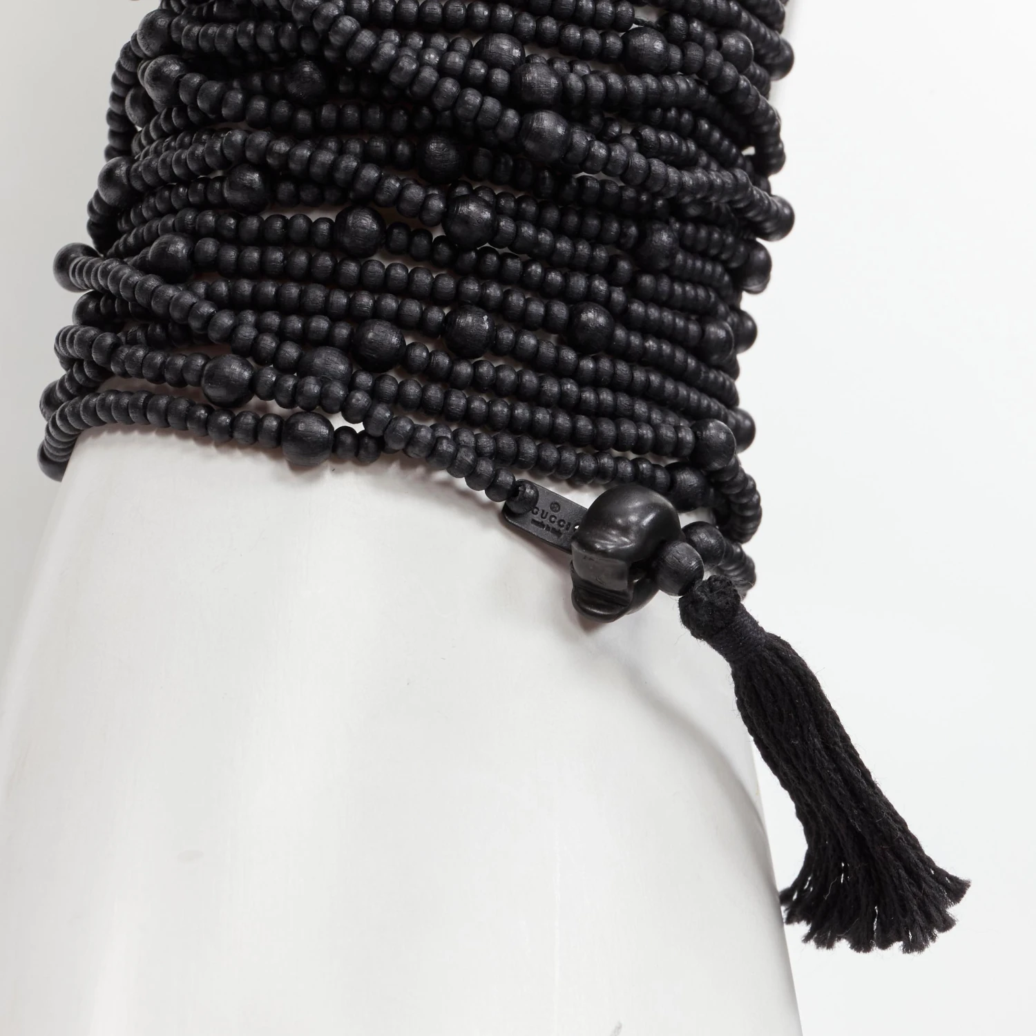 Rare GUCCI Tom Ford 2002 Runway Ebony Cross Black Beaded Fringed Wrap Bracelet 4 Rare GUCCI Tom Ford 2002 Runway Ebony Cross Black Beaded Fringed Wrap Bracelet – Image 2