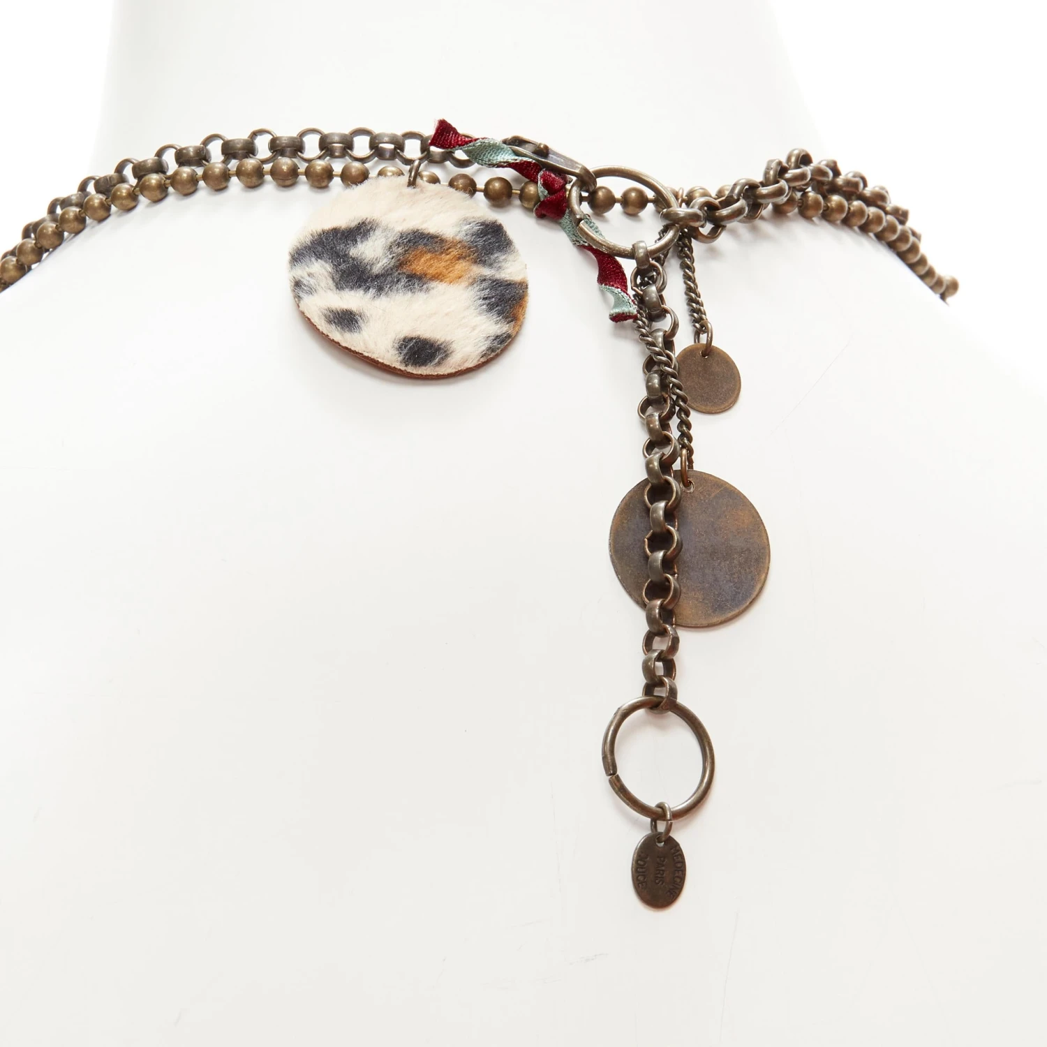 Unknown MEDICINE DOUCE PARIS Leopard Trim Copper-tone Necklace Fur Ring Set 11 Unknown MEDICINE DOUCE PARIS Leopard Trim Copper-tone Necklace Fur Ring Set – Image 9