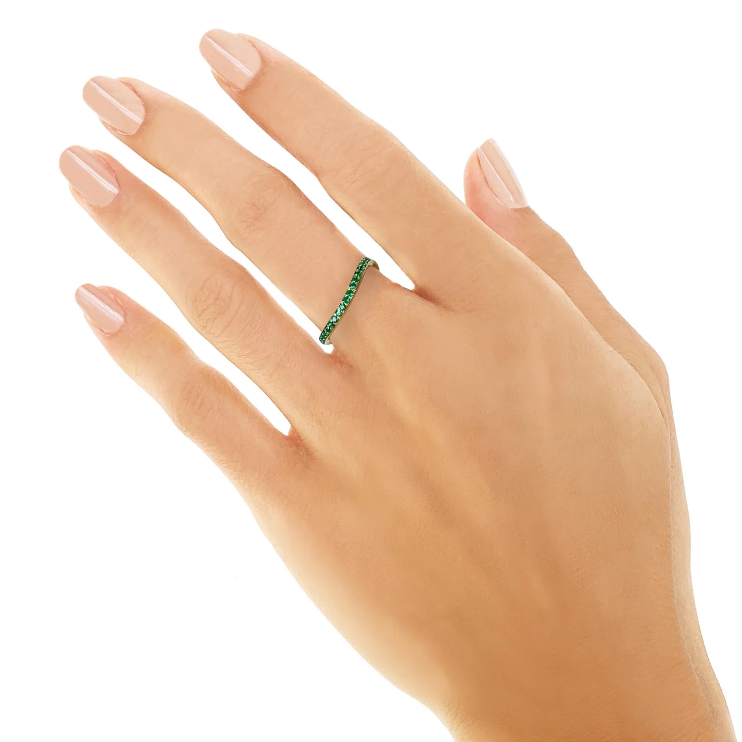 Rosior Emerald "Half Eternity" Shaped Band Ring Set In Yellow Gold 4 Rosior Emerald "Half Eternity" Shaped Band Ring Set In Yellow Gold – Image 2
