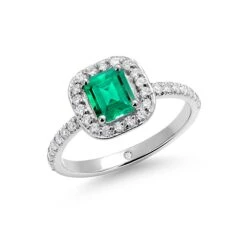 Emerald Shaped Colombia Emerald Diamond Platinum Cocktail Cluster Ring -Mode Bijouterie Magasin A268 PAE 002 master