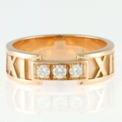 Tiffany & Co. 18k Rose Gold 3 Diamond Atlas Ring -Mode Bijouterie Magasin A2 master