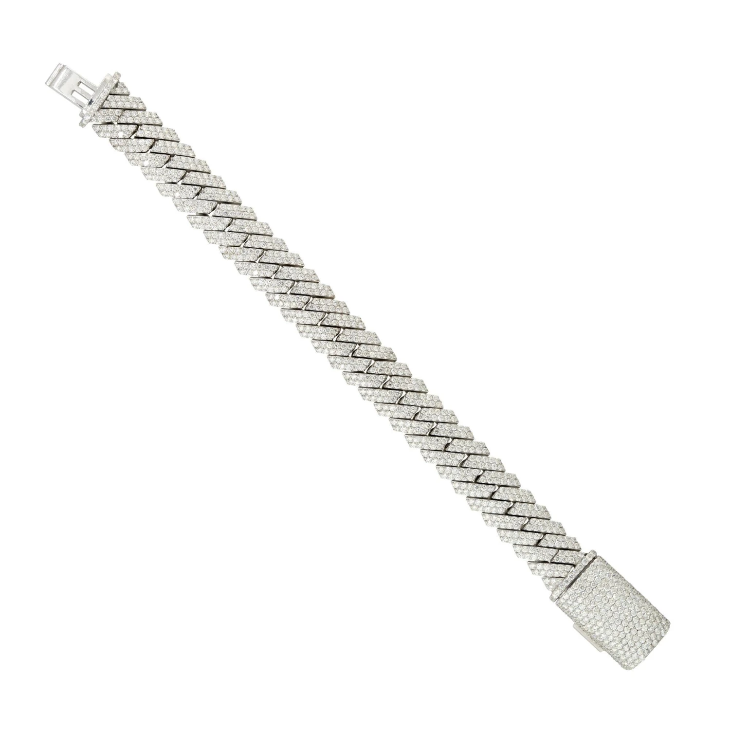 Unknown 18.18 Carat Pave Diamond Cuban Link Men's Bracelet 10 Karat 8 Unknown 18.18 Carat Pave Diamond Cuban Link Men's Bracelet 10 Karat – Image 6