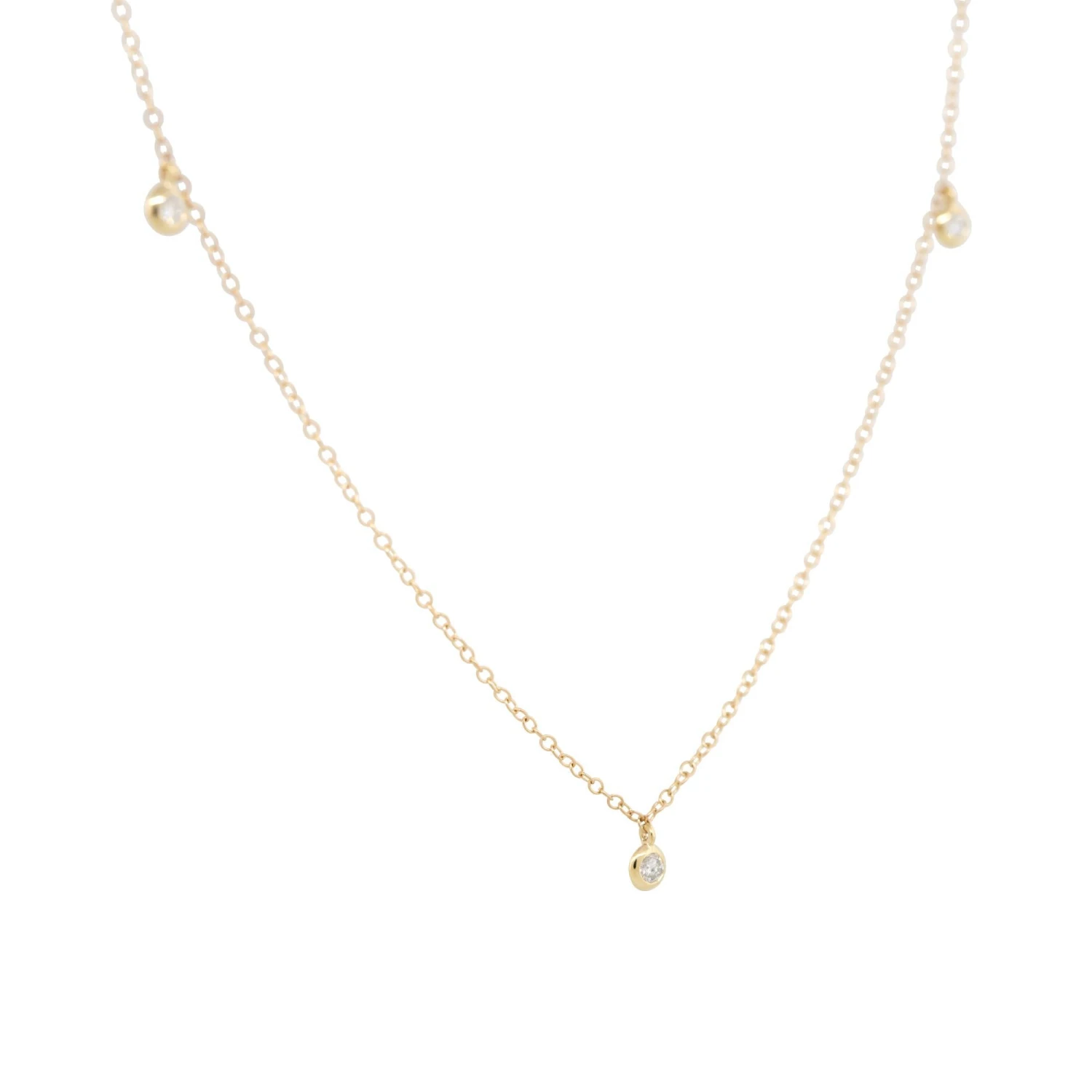 Unknown 0.23 Carat Round Brilliant Cut Diamond Station Necklace 14 Karat In Stock 7 Unknown 0.23 Carat Round Brilliant Cut Diamond Station Necklace 14 Karat In Stock – Image 5