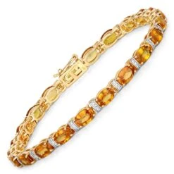 Unknown Natural Vivid Orange Sapphire And Diamond Tennis Bracelet 16.75 Carats 14k -Mode Bijouterie Magasin ABVO1 master 1