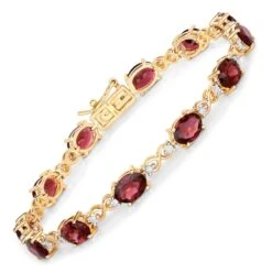 Unknown Natural Pink Tourmaline And Diamond Tennis Bracelet 8.75 Carats 14k Yellow Gold -Mode Bijouterie Magasin ABVO1 master 2