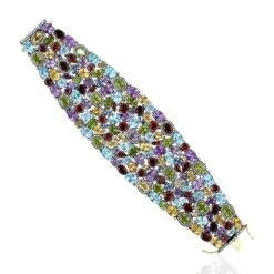 Unknown Massive Multicolor Natural Gemstone And Diamond Bracelet 68 Carats Total -Mode Bijouterie Magasin ABVO1 master