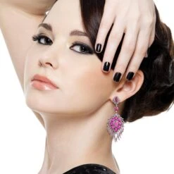 Unknown Midcentury Natural Ruby And Diamond Cluster Earrings 15 Unknown Midcentury Natural Ruby And Diamond Cluster Earrings -Mode Bijouterie Magasin ABVO2 master 1