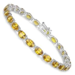 Unknown Natural Yellow Sapphire And Diamond Tennis Bracelet 14.70 Carats 14k White Gold -Mode Bijouterie Magasin ABVO2 master 4