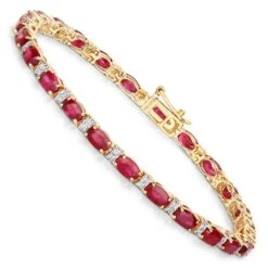 Unknown Natural 7 Carats Ruby And Diamond Tennis Bracelet 14k Yellow Gold -Mode Bijouterie Magasin ABVO2 master 6