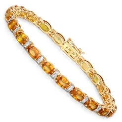 Unknown Natural Vivid Orange Sapphire And Diamond Tennis Bracelet 16.75 Carats 14k -Mode Bijouterie Magasin ABVO2 master 7