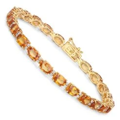 Unknown Natural Orange Sapphire And Diamond Tennis Bracelet 13.50 Carats 14k Yellow Gold -Mode Bijouterie Magasin ABVO2 master 8