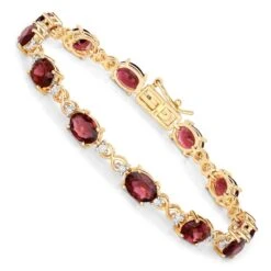 Unknown Natural Pink Tourmaline And Diamond Tennis Bracelet 8.75 Carats 14k Yellow Gold -Mode Bijouterie Magasin ABVO2 master 9