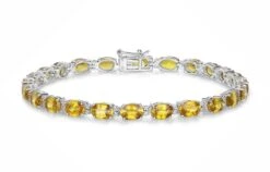 Unknown Natural Yellow Sapphire And Diamond Tennis Bracelet 14.70 Carats 14k White Gold -Mode Bijouterie Magasin ABVO3 master 5