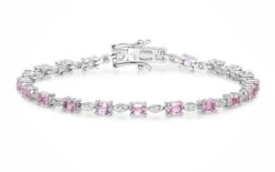Unknown Natural Pink Sapphire And Diamond Tennis Bracelet 4.50 Carats 14k White Gold -Mode Bijouterie Magasin ABVO3 master 7