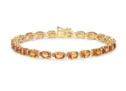 Unknown Natural Orange Sapphire And Diamond Tennis Bracelet 13.50 Carats 14k Yellow Gold -Mode Bijouterie Magasin ABVO3 master 9