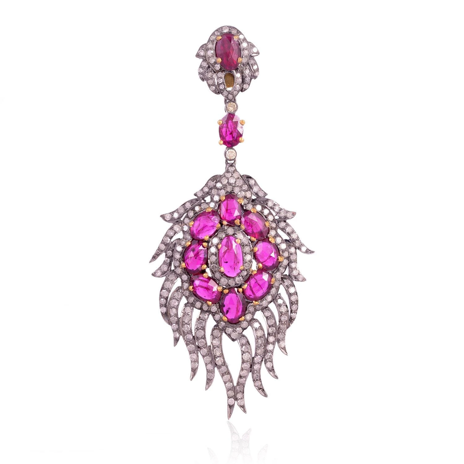 Unknown Midcentury Natural Ruby And Diamond Cluster Earrings 6 Unknown Midcentury Natural Ruby And Diamond Cluster Earrings – Image 4