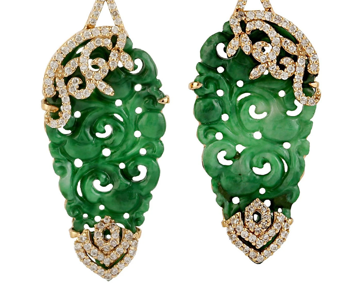 Unknown Victorian Carved Jade And Emerald Earrings 18k Yellow Gold 6 Unknown Victorian Carved Jade And Emerald Earrings 18k Yellow Gold – Image 4
