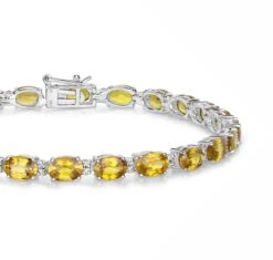 Unknown Natural Yellow Sapphire And Diamond Tennis Bracelet 14.70 Carats 14k White Gold -Mode Bijouterie Magasin ABVO4 master 5