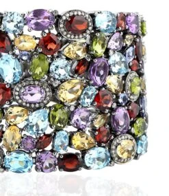Unknown Massive Multicolor Natural Gemstone And Diamond Bracelet 68 Carats Total -Mode Bijouterie Magasin ABVO4 master 6