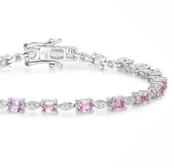 Unknown Natural Pink Sapphire And Diamond Tennis Bracelet 4.50 Carats 14k White Gold -Mode Bijouterie Magasin ABVO4 master 7