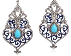 Unknown Natural Art Deco Turquoise And Diamond Chandelier Earrings -Mode Bijouterie Magasin ABVO5 master 2