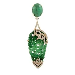 Unknown Victorian Carved Jade And Emerald Earrings 18k Yellow Gold 13 Unknown Victorian Carved Jade And Emerald Earrings 18k Yellow Gold -Mode Bijouterie Magasin ABVO5 master 3