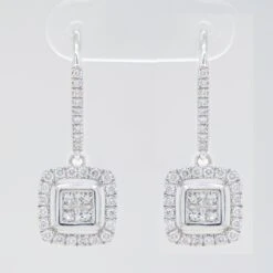 Unknown Diamond Dangle Earrings 1.02 Carats 14k White Gold 15 Unknown Diamond Dangle Earrings 1.02 Carats 14k White Gold -Mode Bijouterie Magasin ABVO6 master