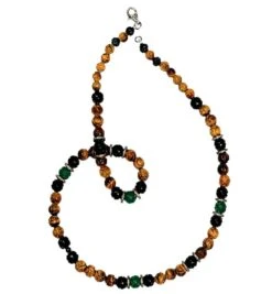Carved Onyx & Tiger Eye Ball Beaded Necklace With Diamonds Spacer 9 Carved Onyx & Tiger Eye Ball Beaded Necklace With Diamonds Spacer -Mode Bijouterie Magasin ACE 1144 1 master