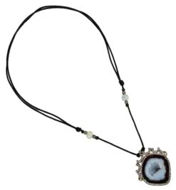 Sliced Geode Necklace With Multi Sapphire & Pave Diamonds In 18k Gold & Silver -Mode Bijouterie Magasin ACE 1174 1 master
