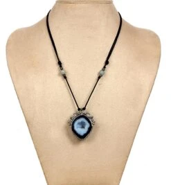 Sliced Geode Necklace With Multi Sapphire & Pave Diamonds In 18k Gold & Silver -Mode Bijouterie Magasin ACE 1174 3 master