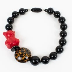 Angela Caputi Black And Red Resin Teddy Bear Choker Necklace -Mode Bijouterie Magasin ANGELA CAPUTI NECKLACE COL351 4 master