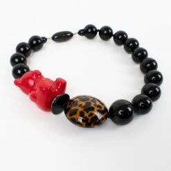 Angela Caputi Black And Red Resin Teddy Bear Choker Necklace -Mode Bijouterie Magasin ANGELA CAPUTI NECKLACE COL351 5 master