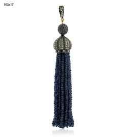 Blue Sapphire Tassel Pendant With Emerald & Diamonds Made In 18k Gold -Mode Bijouterie Magasin ANT 3010 1 master