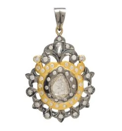 Rose Cut Diamonds Two Color Pendant Made In 18k Gold & Silver -Mode Bijouterie Magasin ANT 735 1 master