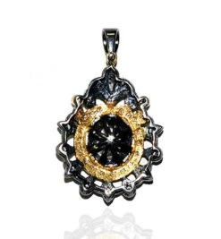 Rose Cut Diamonds Two Color Pendant Made In 18k Gold & Silver -Mode Bijouterie Magasin ANT 735 3 master