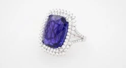 Unknown Tanzanite Ring 18.24 Carat With Double Diamond Halo 1.56 Carats Total 18k Gold 8 Unknown Tanzanite Ring 18.24 Carat With Double Diamond Halo 1.56 Carats Total 18k Gold -Mode Bijouterie Magasin A EJ 341 master