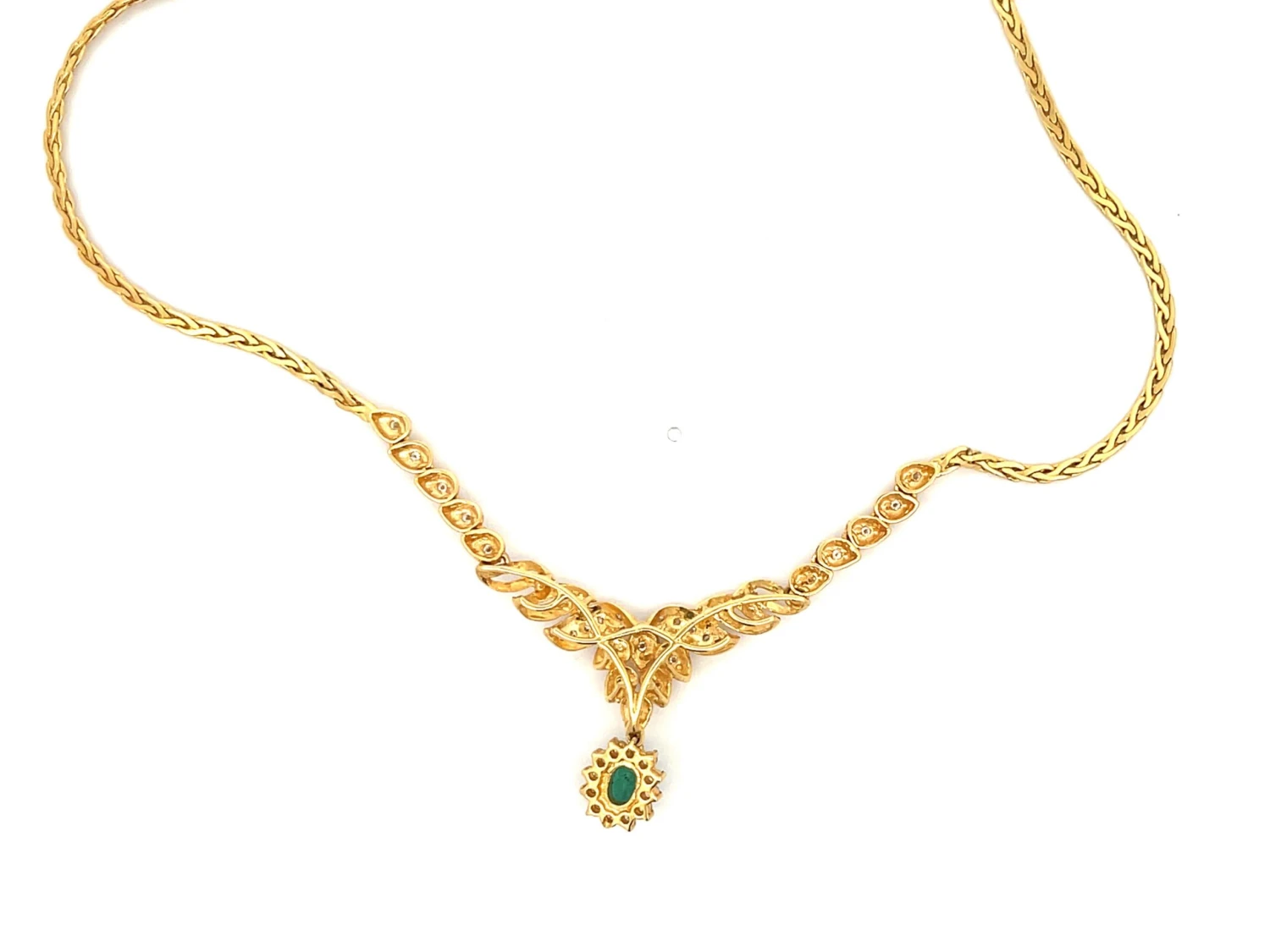 Unknown Colombian Emerald & Diamond Necklace In 18k Yellow Gold 6 Unknown Colombian Emerald & Diamond Necklace In 18k Yellow Gold – Image 4