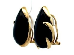 Unknown Pear Shaped Black Onyx Earrings In 14k Yellow Gold -Mode Bijouterie Magasin Artboard 11 master