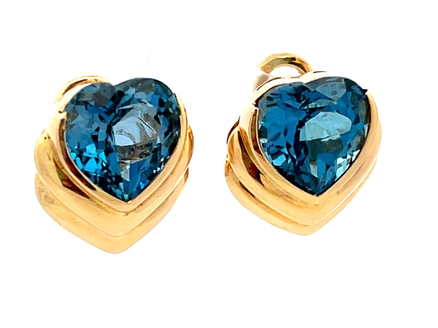 Unknown Blue Heart Shaped Topaz Earrings In 18k Yellow Gold 5 Unknown Blue Heart Shaped Topaz Earrings In 18k Yellow Gold – Image 3