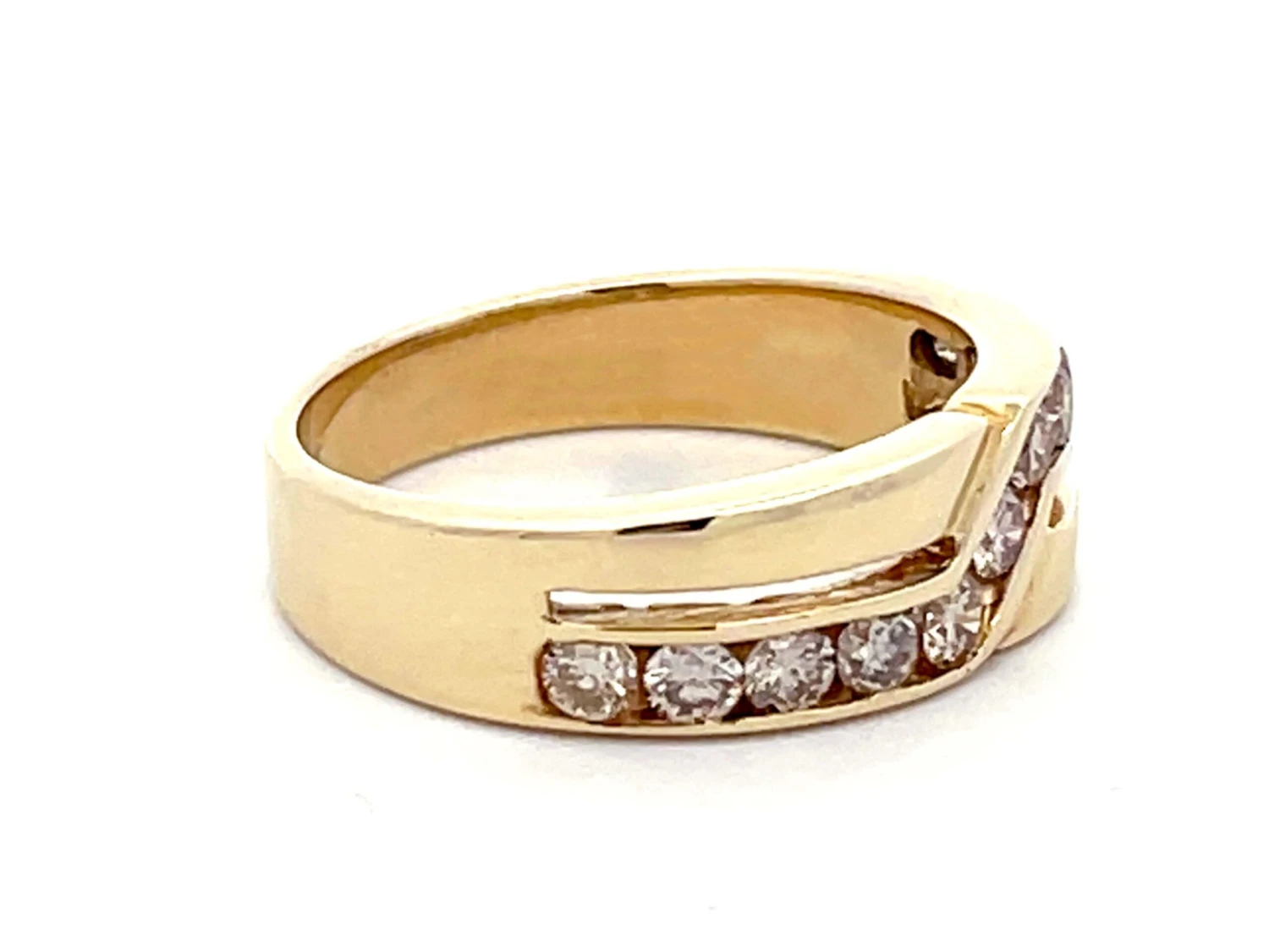 Unknown Mens Light Champagne Diamond Row Crossover Band Ring In 14k Yellow Gold 5 Unknown Mens Light Champagne Diamond Row Crossover Band Ring In 14k Yellow Gold – Image 3